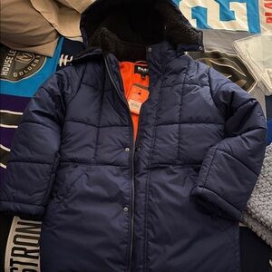 Boys Bass Dark Blue Quilted Jacket with Hood